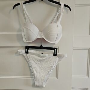 White Ribbed Women's Intimate Set